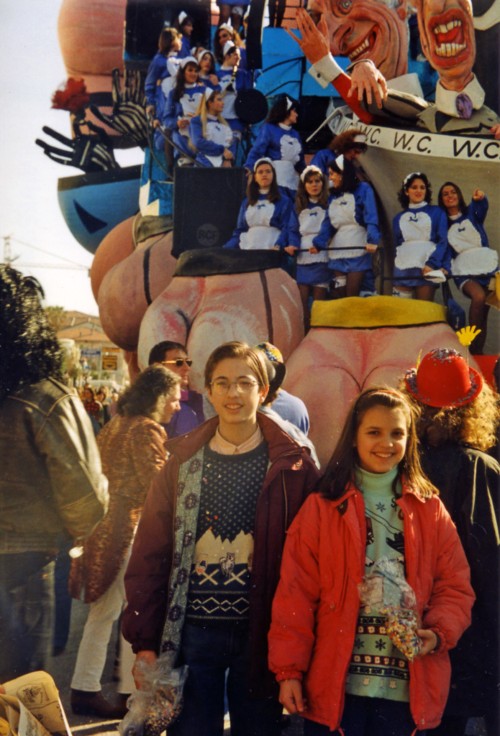 Alessandro e Maria Cristina Esposito durante i carri al carnevale di Viareggio